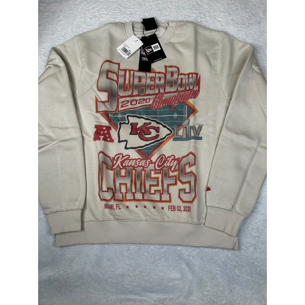 New Era Kansas City Chiefs Super Bowl LIV Champions Crewneck Sweatshirt Cream L
